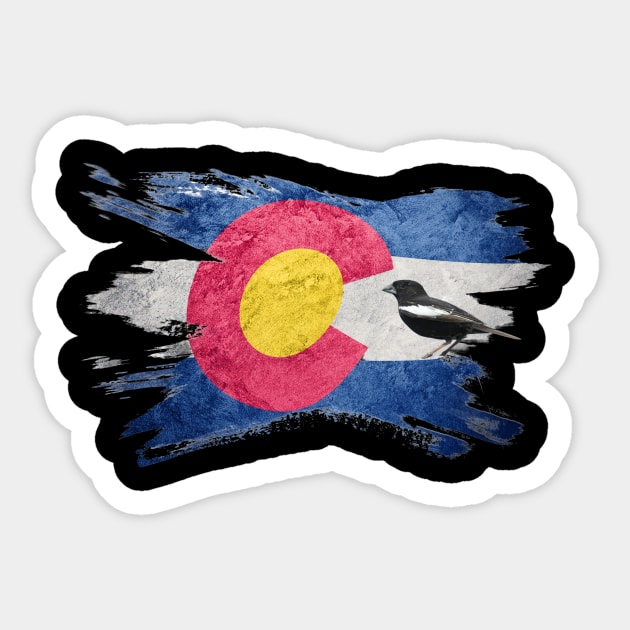 COLORADO STATE FLAG with State Bird, LARK BUNTING Sticker by Bristlecone Pine Co.